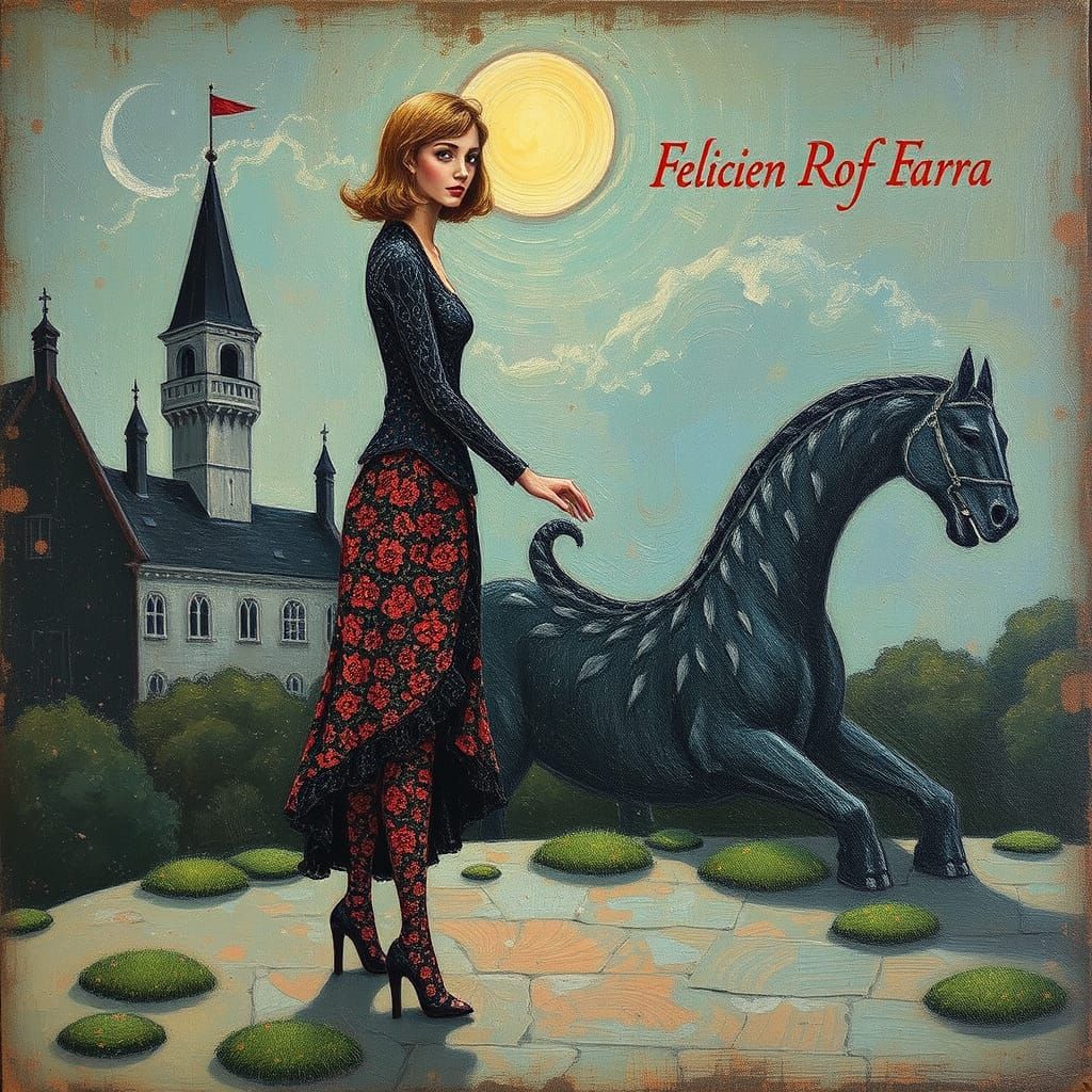 Pop Art Allegory in Pointillist Oil Painting Style