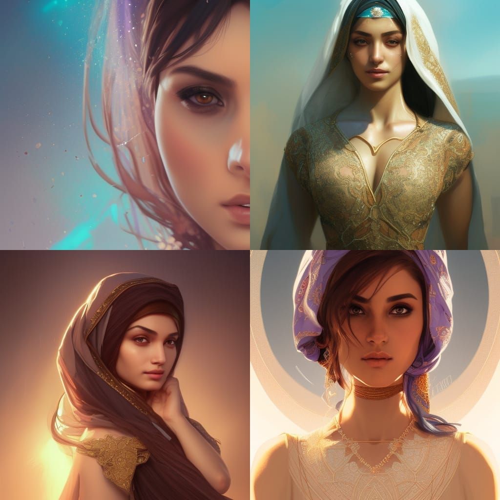 Arabian Women Portrait in Hyperdetailed Style