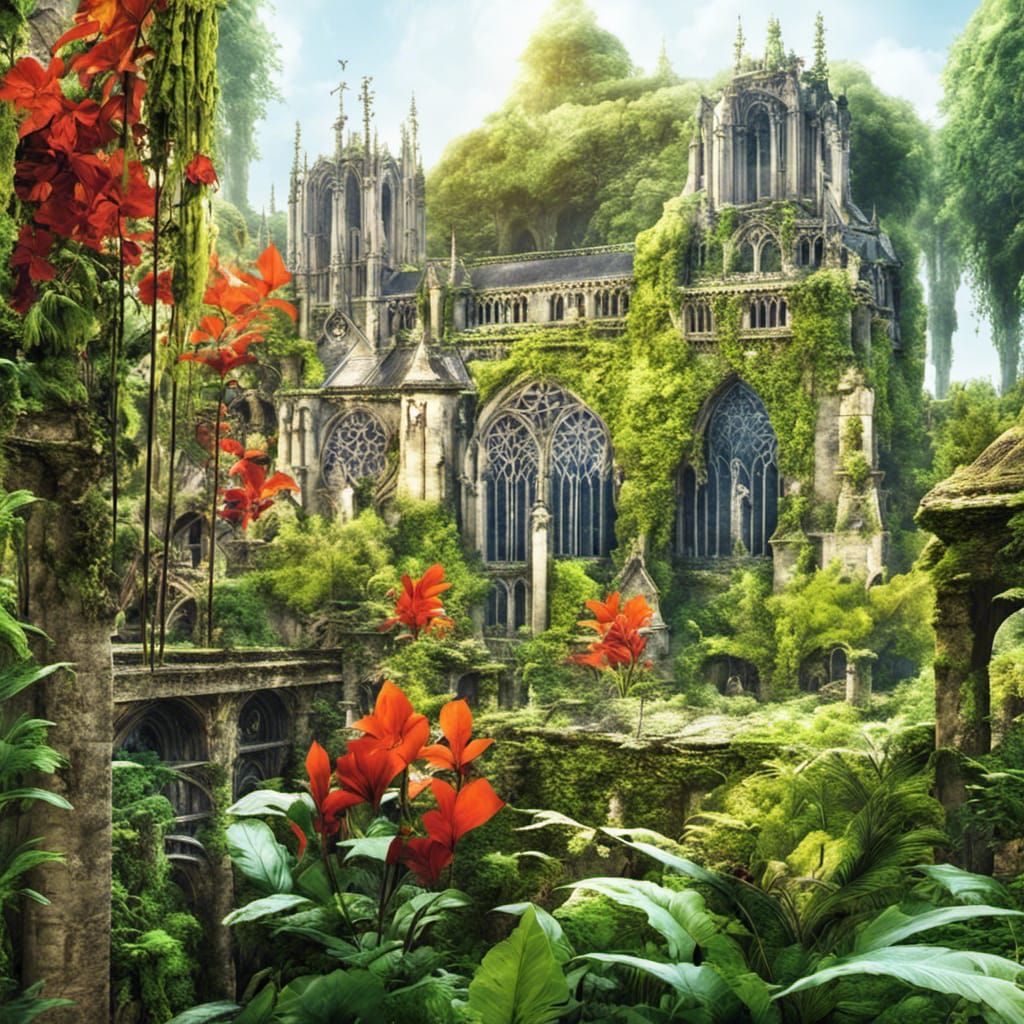 Post-Apocalyptic Notre Dame Cathedral in Ruins