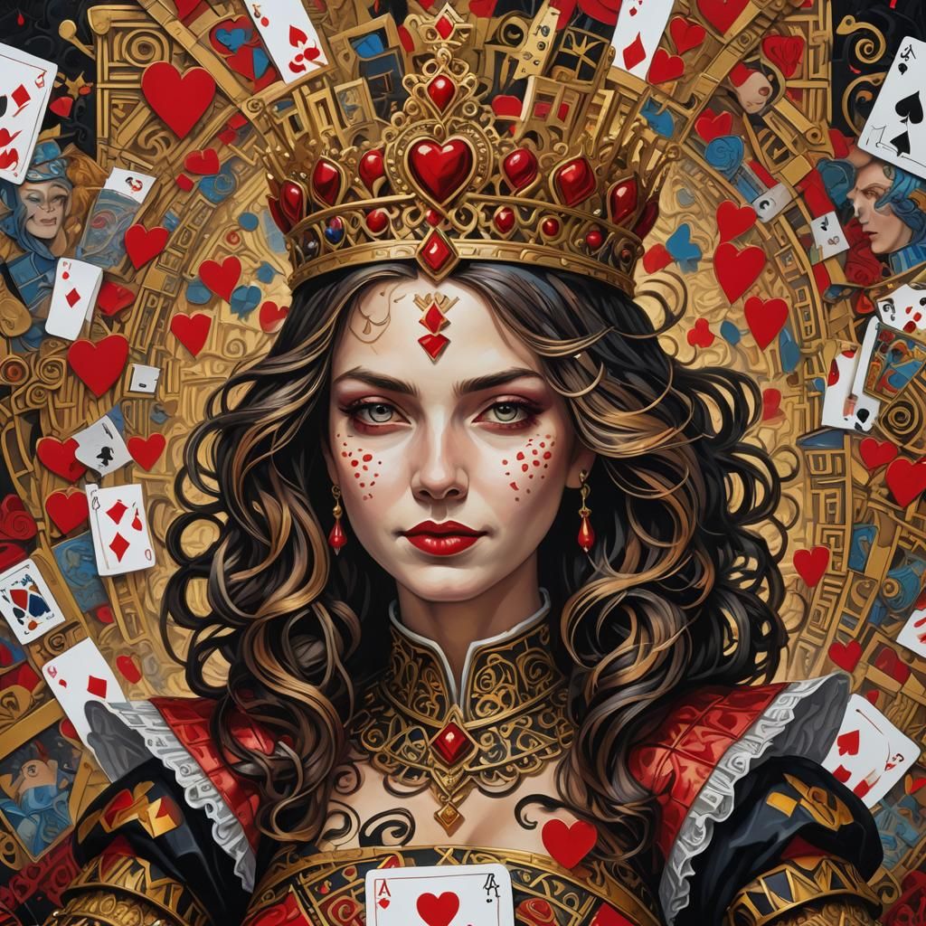 Queen of Hearts Portrait in Fantasy Splash Art