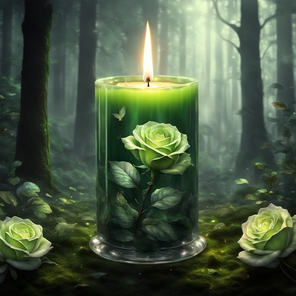 Magical Forest Candle with Rose and Fairies