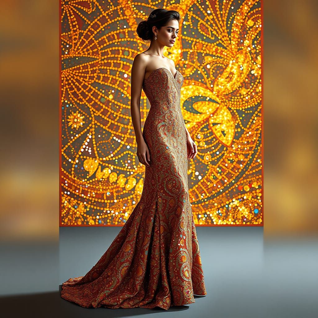 Gilded Goddess in Iridescent Sequins