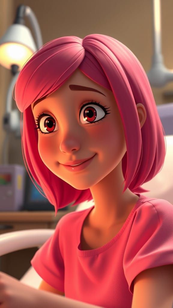 Disney Pixar Inspired Close-Up of a Teen Girl's Bittersweet...