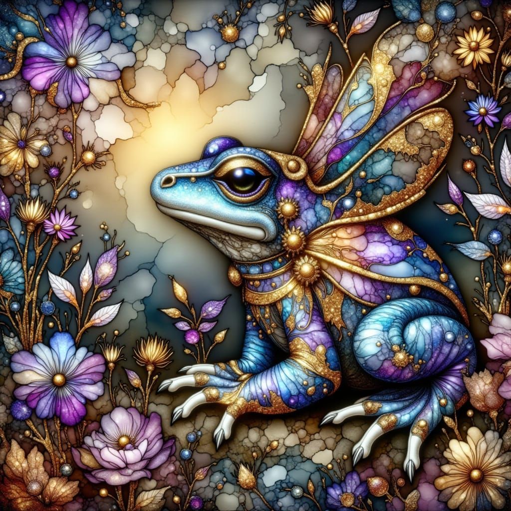 Magical Frog in Whimsical Attire, Fantasy Illustration