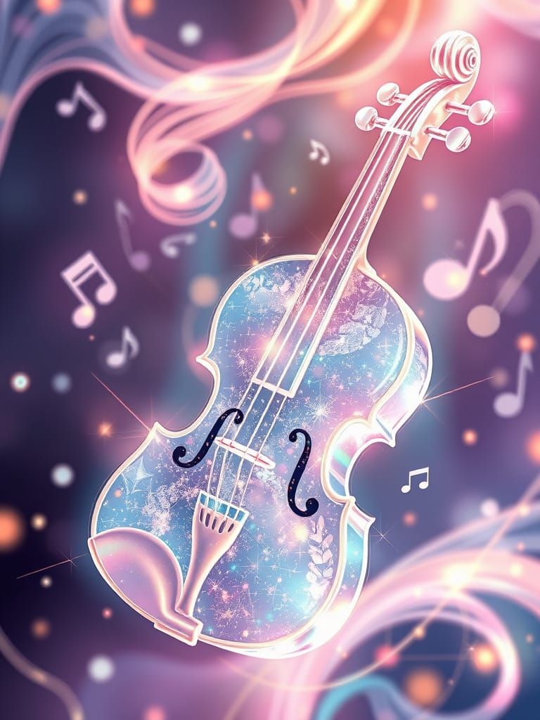 Crystal Violin Emitting Ethereal Radiance