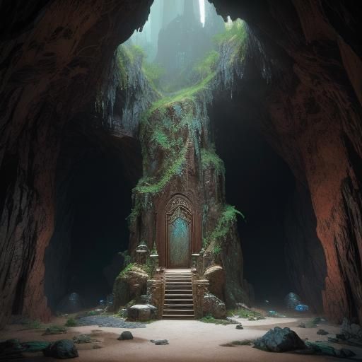 Tribal Throne in Cave: Detailed Matte Painting