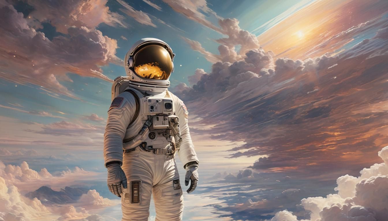 Astronaut in Spaceship During Golden Hour: Dreamy Painting