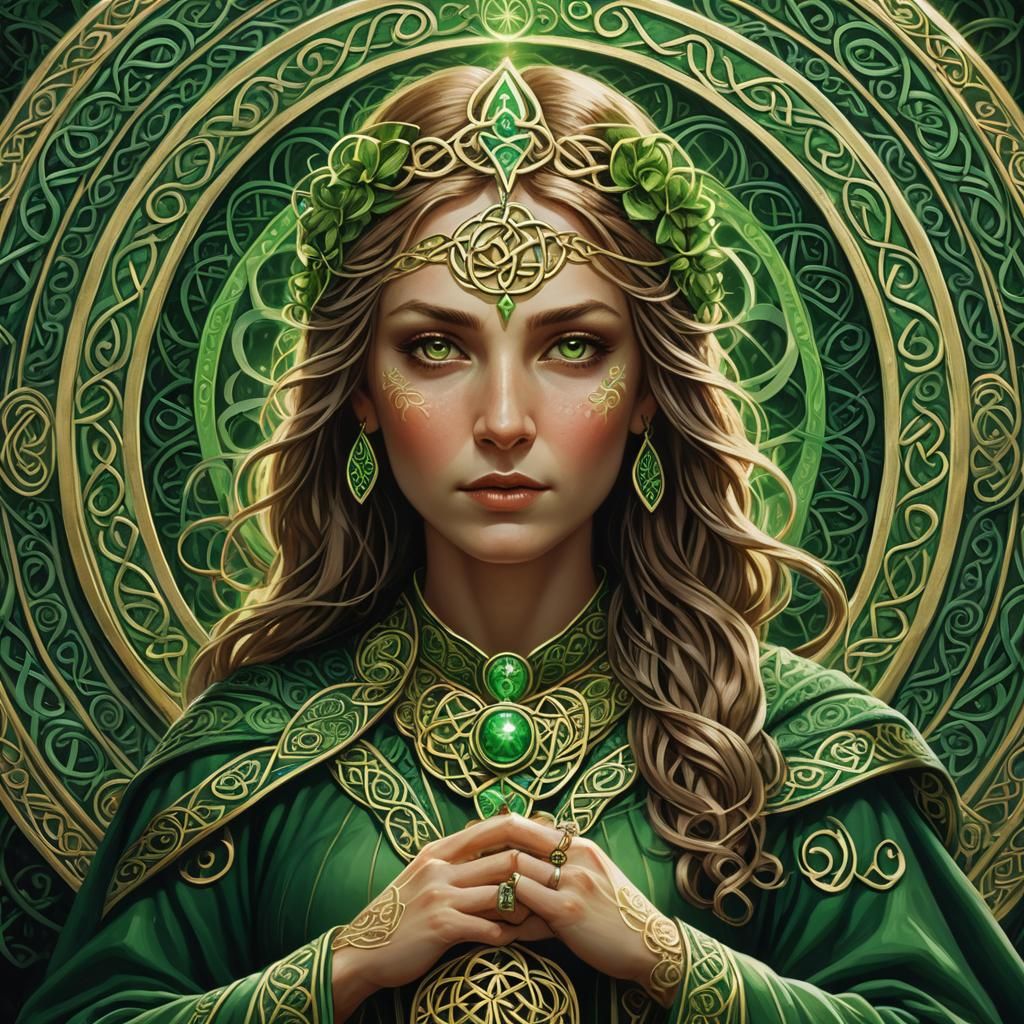 Celtic Goddess Danu Portrait in Anime Style