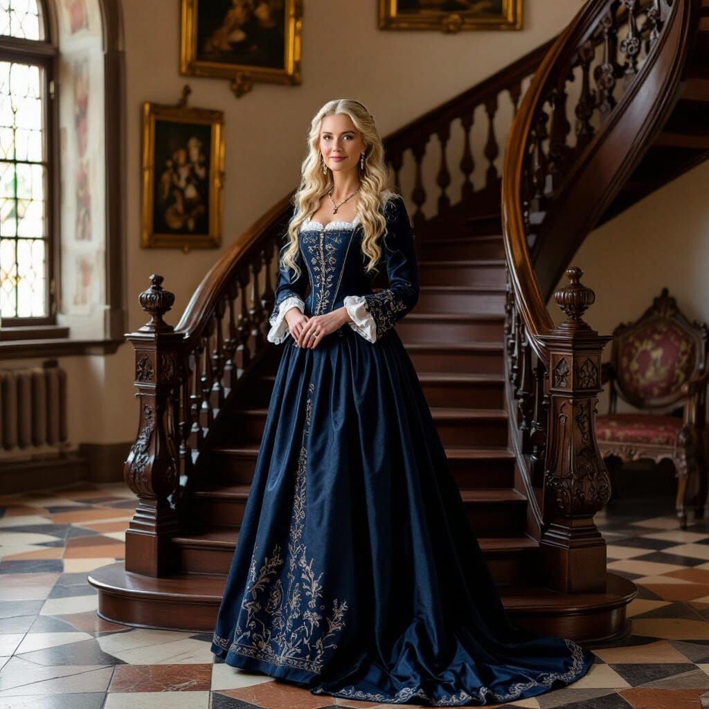 Elegant Noblewoman in Medieval Dress Portrait