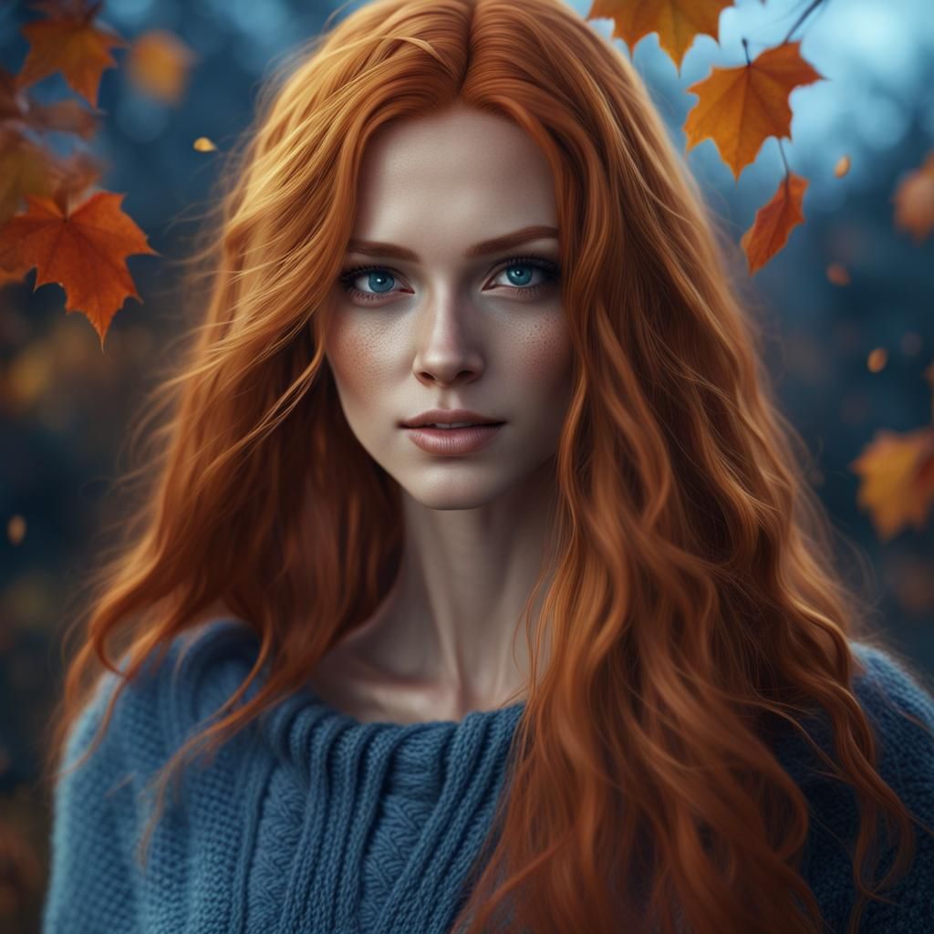 Portrait of a Ginger-Haired Woman: Detailed Matte Painting