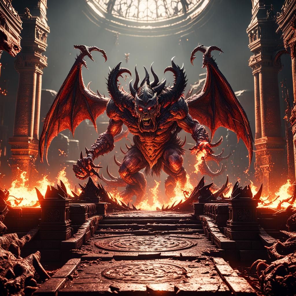 Demonic Hellscape in Cinematic 3D Render