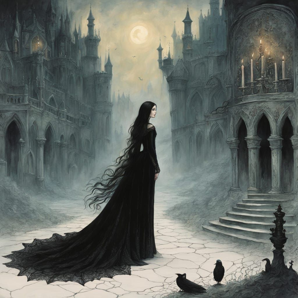 Ethereal Princess in a Gothic Castle