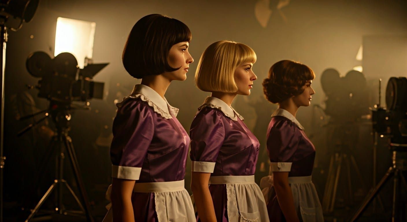 Vintage Film Studio Screen Test with Maids