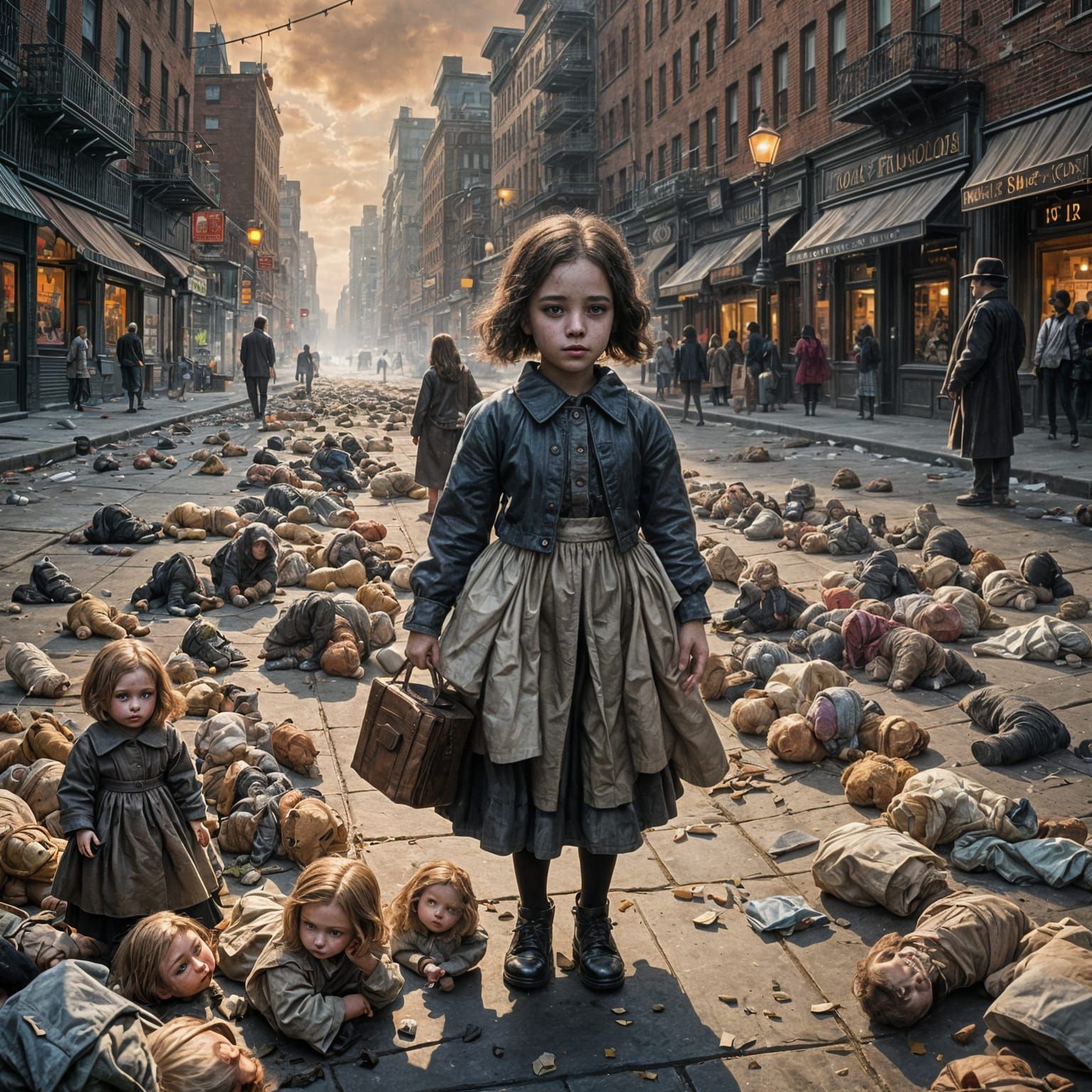 Orphan Girl Selling Dolls in New York: Sinister Art