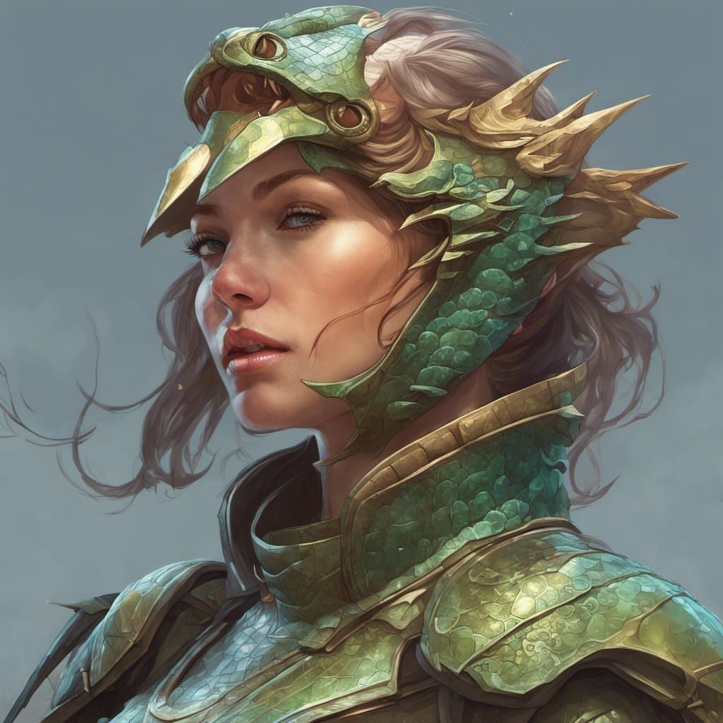 Lizard Armor Portrait in Hyperdetailed Style