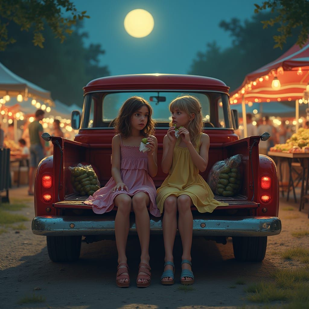 Teenage Girls at Moonlight Farmer's Market
