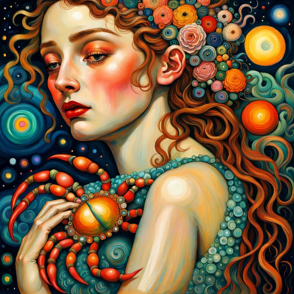 Celestial Crab in Bohemian Mystical Style