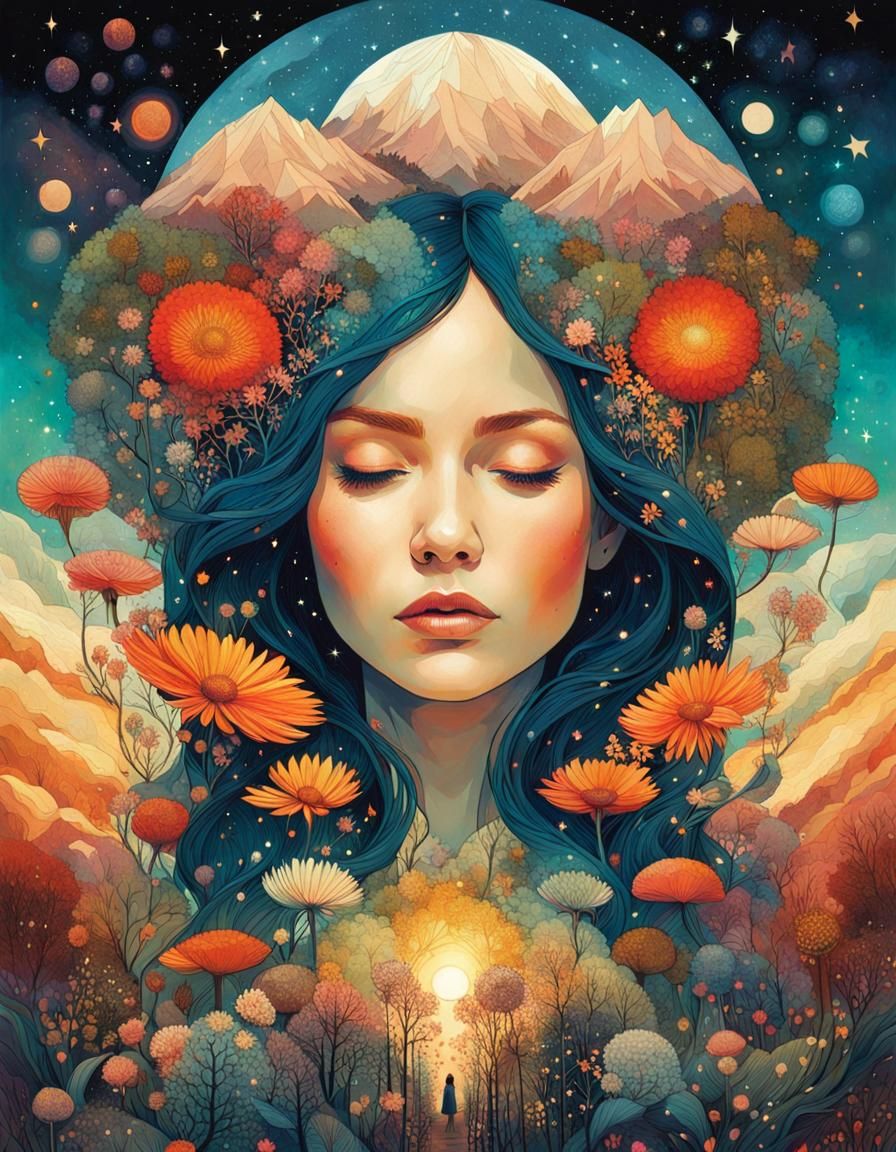 Nature Woman Double Exposure Portrait