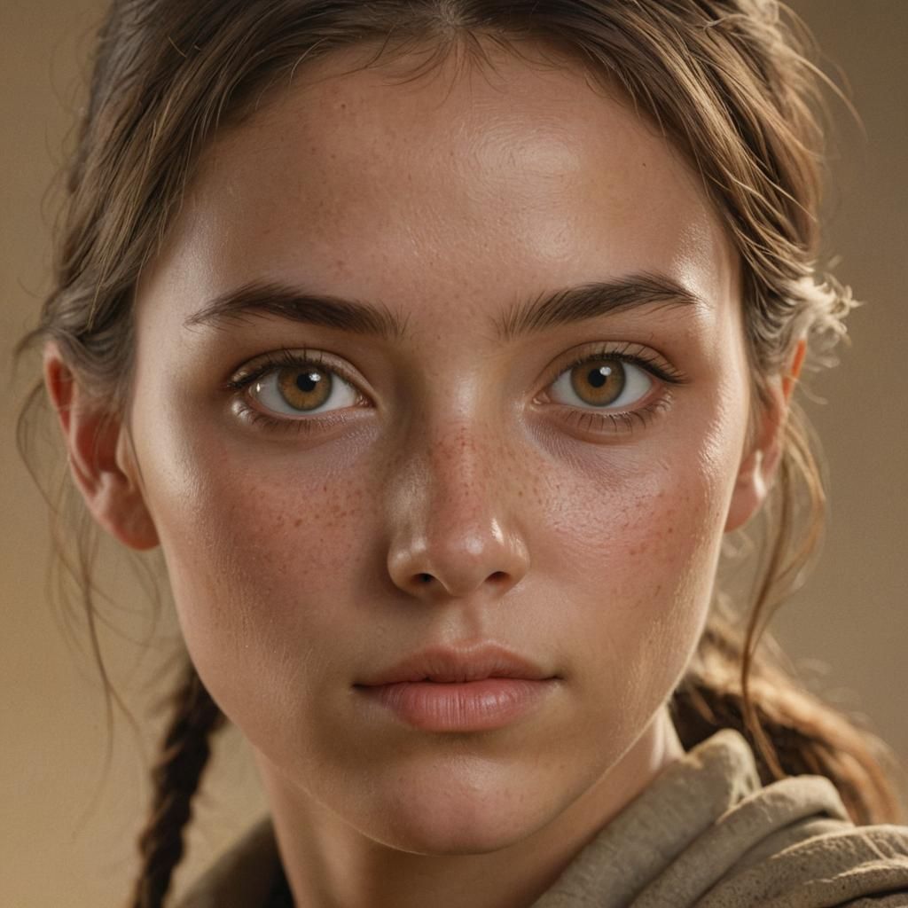Hyperrealistic Portrait: An Ancient Girl's Curious Gaze