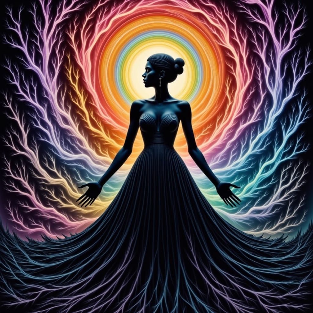 Ethereal Goddess Surrounded by Cosmic Energy