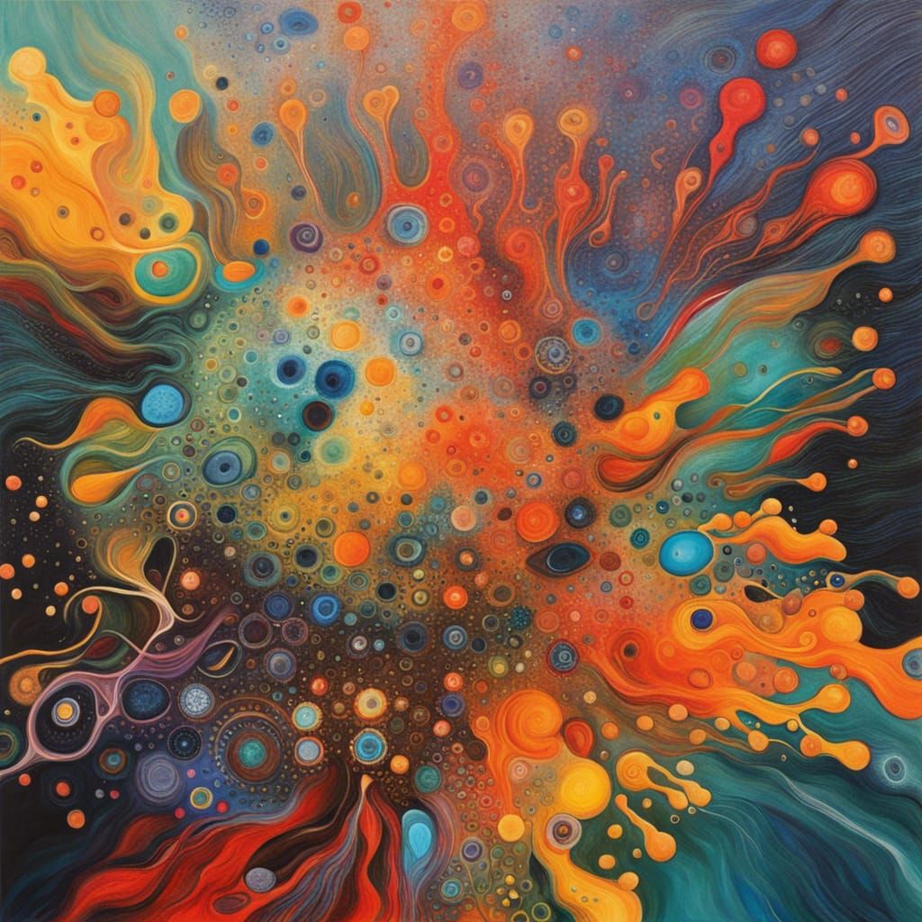 Abstract Amoeba Art in Complementary Colors