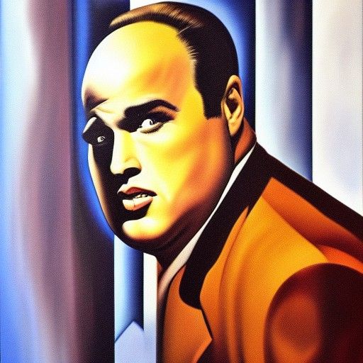 Marlon Brando Reads Minds in Film Noir Oil Painting