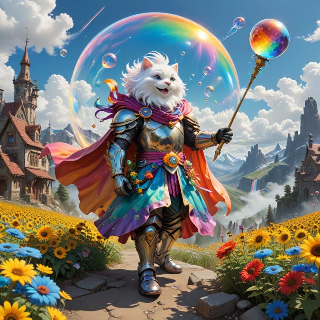 An anthropomorphic bubble warrior dedicated to life and happiness