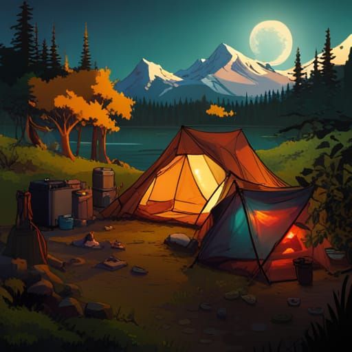 1970s Camping Gear: Hyperdetailed Concept Art