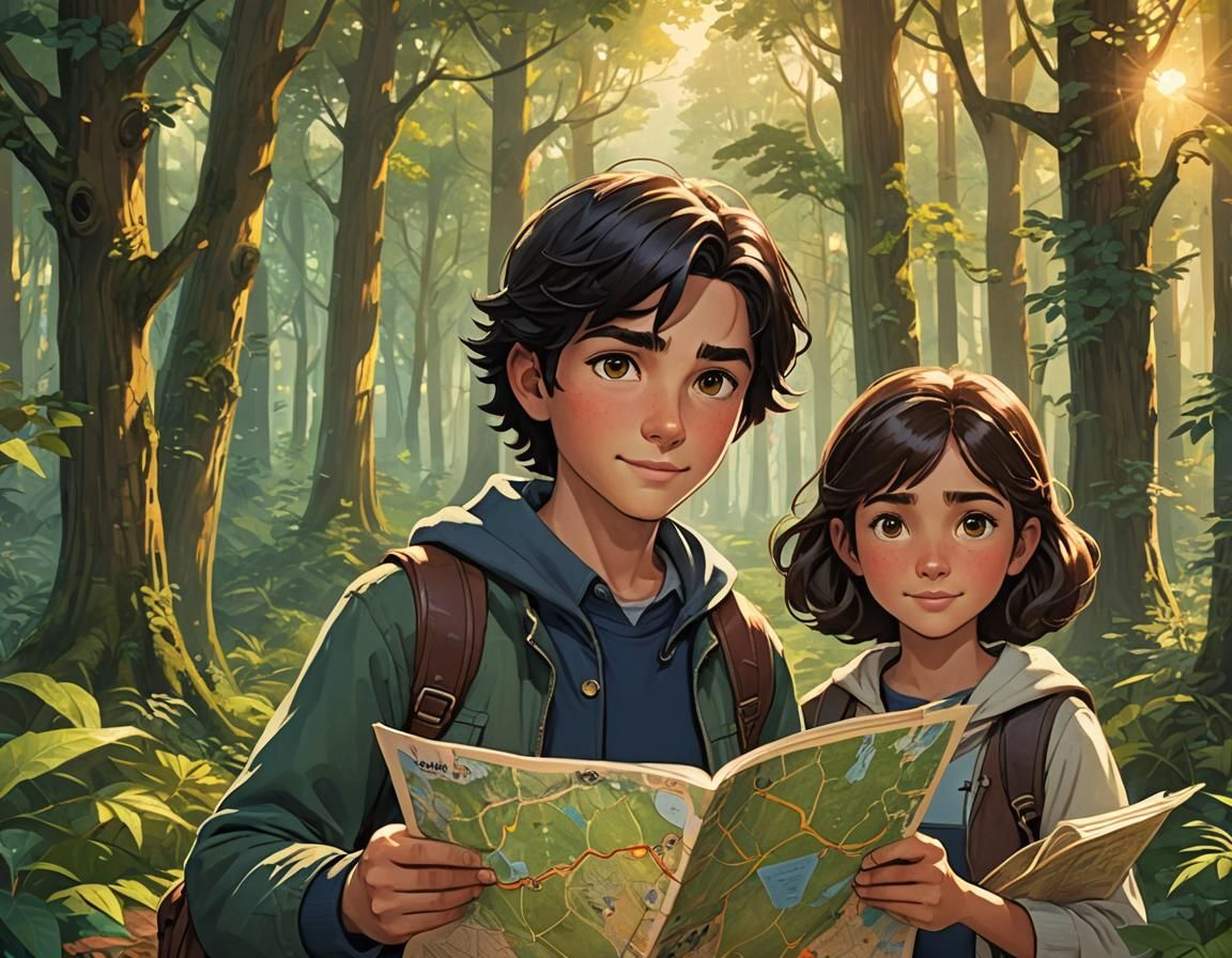 Siblings' Adventure in Magical Forest: Pixar-Style 3D Anime ...