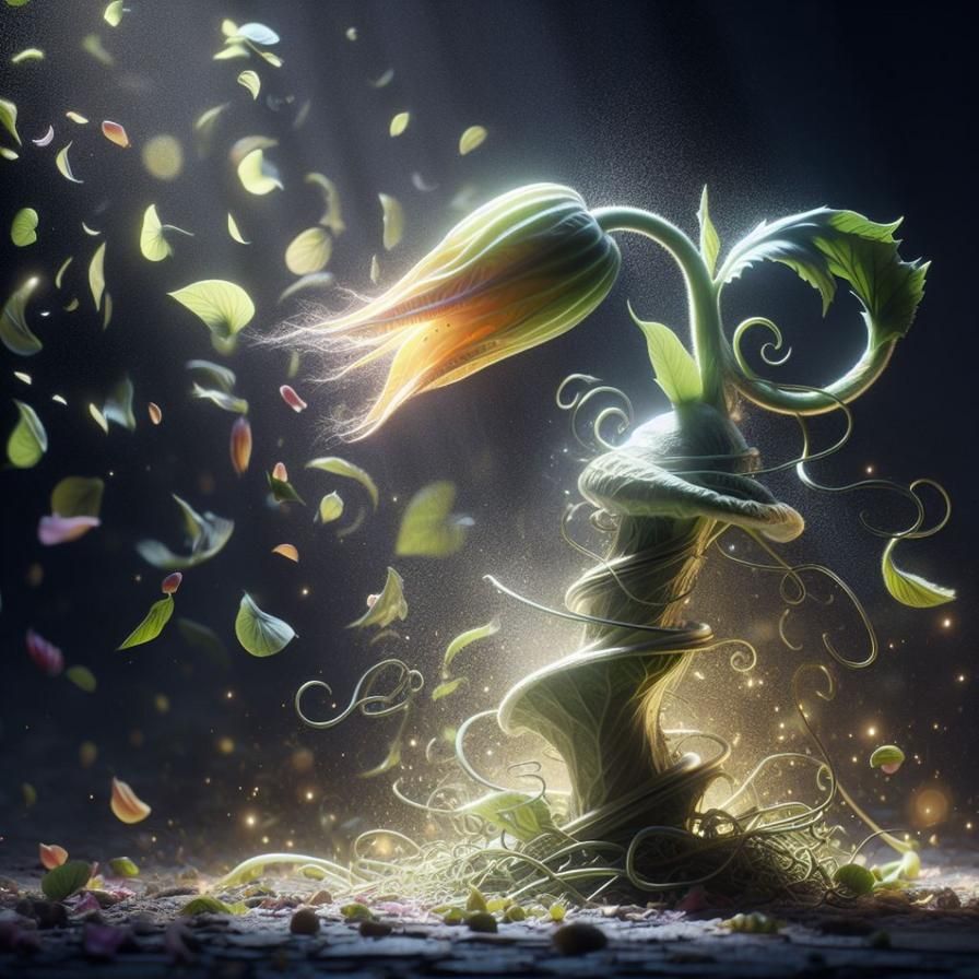 Bellsprout's Energetic Metamorphosis: 3D Anime Art