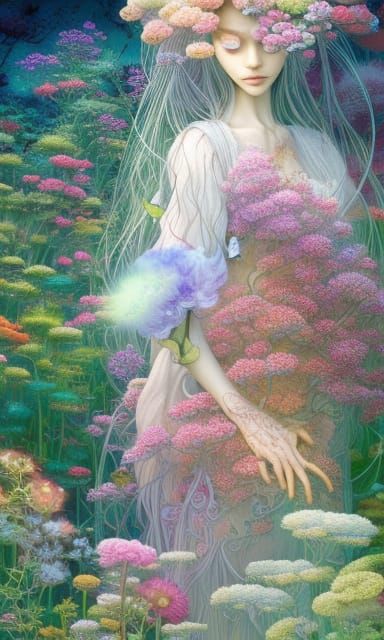 Fantastical Garden in Magic Realism Style