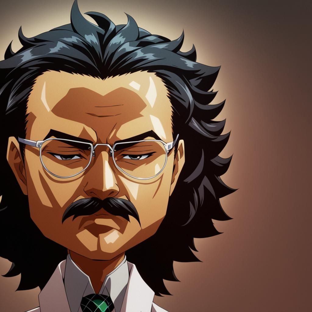 Anime Scientist with Mustache in White Coat