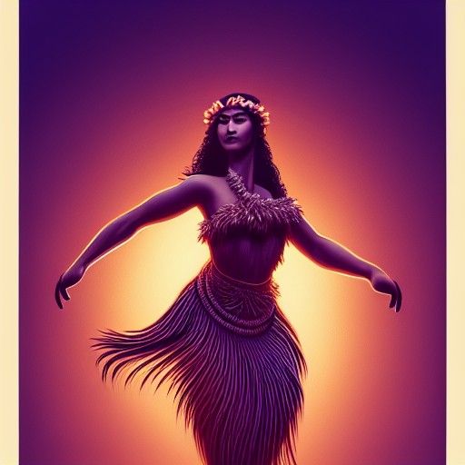 Radiant Hula Dancer in Hyperrealistic Digital Art