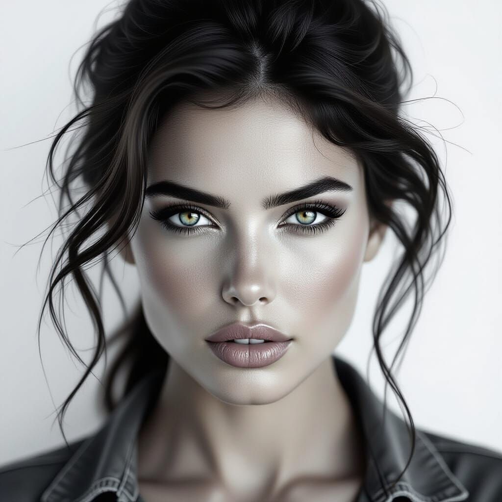 Dramatic Black and White Pencil Portrait of a Woman