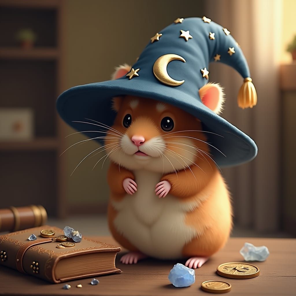 Whimsical Wizard Hamster in Magical Setting