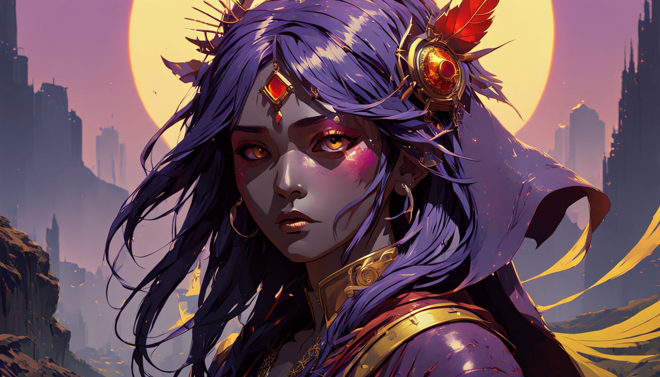 Dark Deity in Post-Apocalyptic Landscape as Digital Art