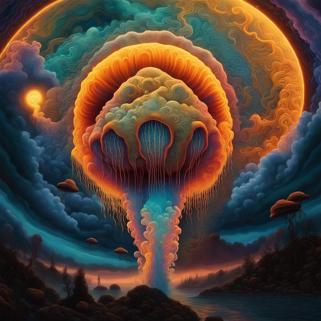 Psychedelic Neon Submarine in a Cosmic Fluid Lake