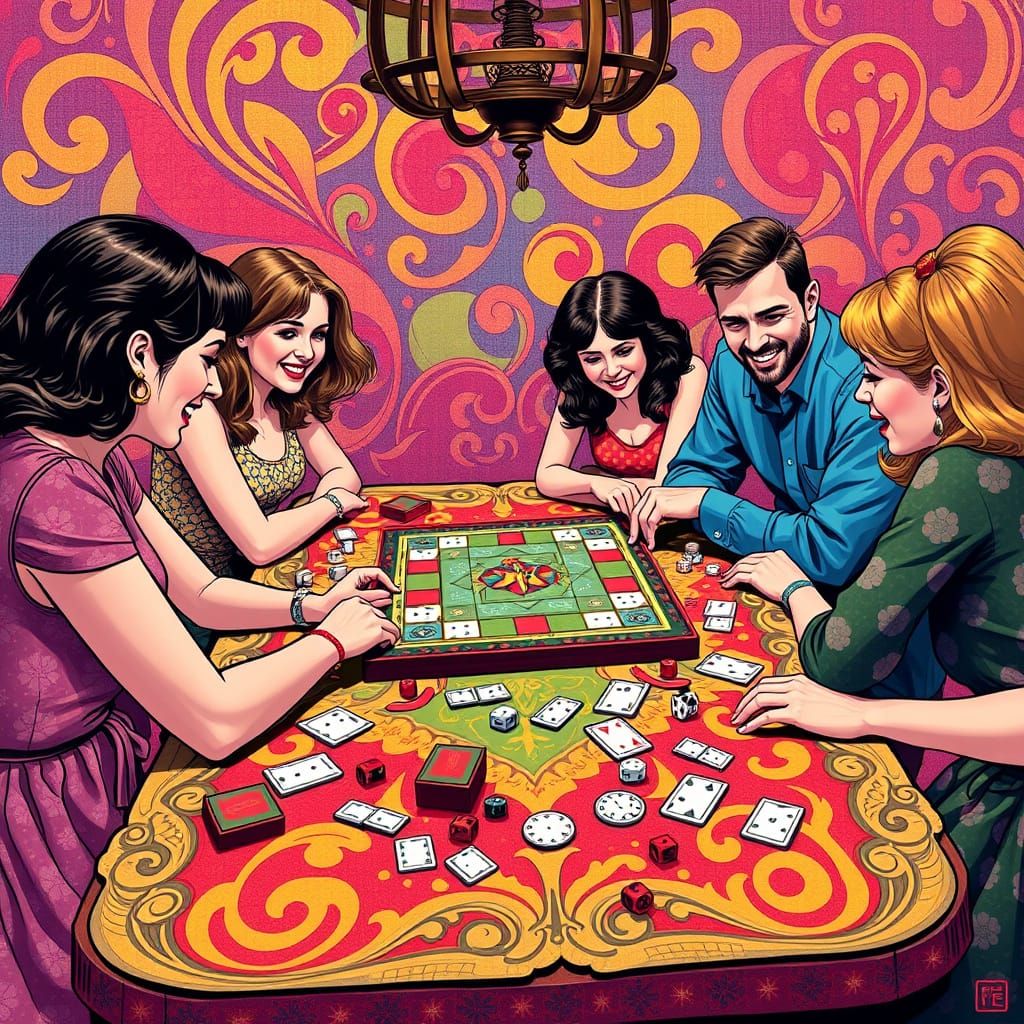 Friends Gathered for a Vibrant Game Night