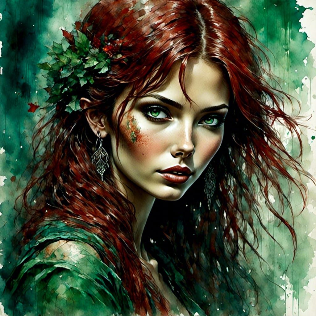 Portrait of Beautiful Elf with Emerald Eyes