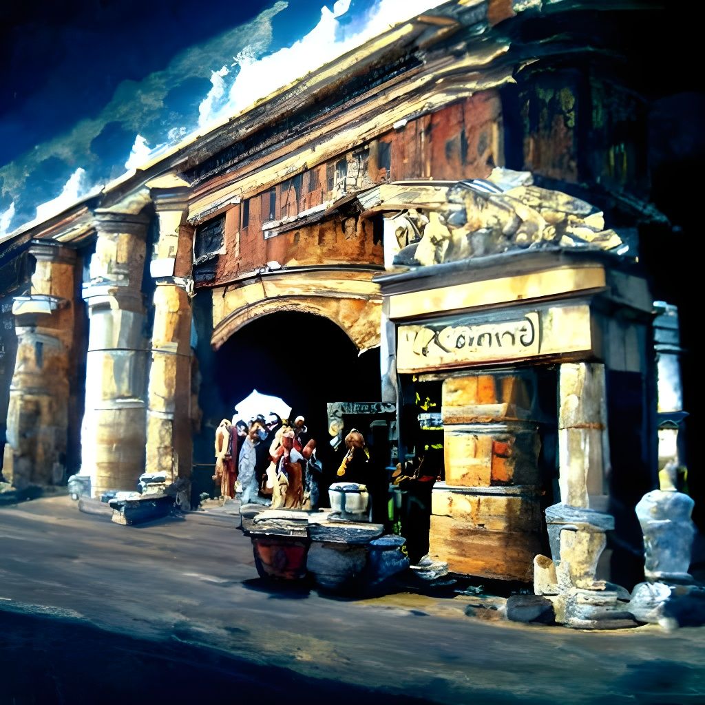 Roman Market Grand Entrance, Oil Painting Style