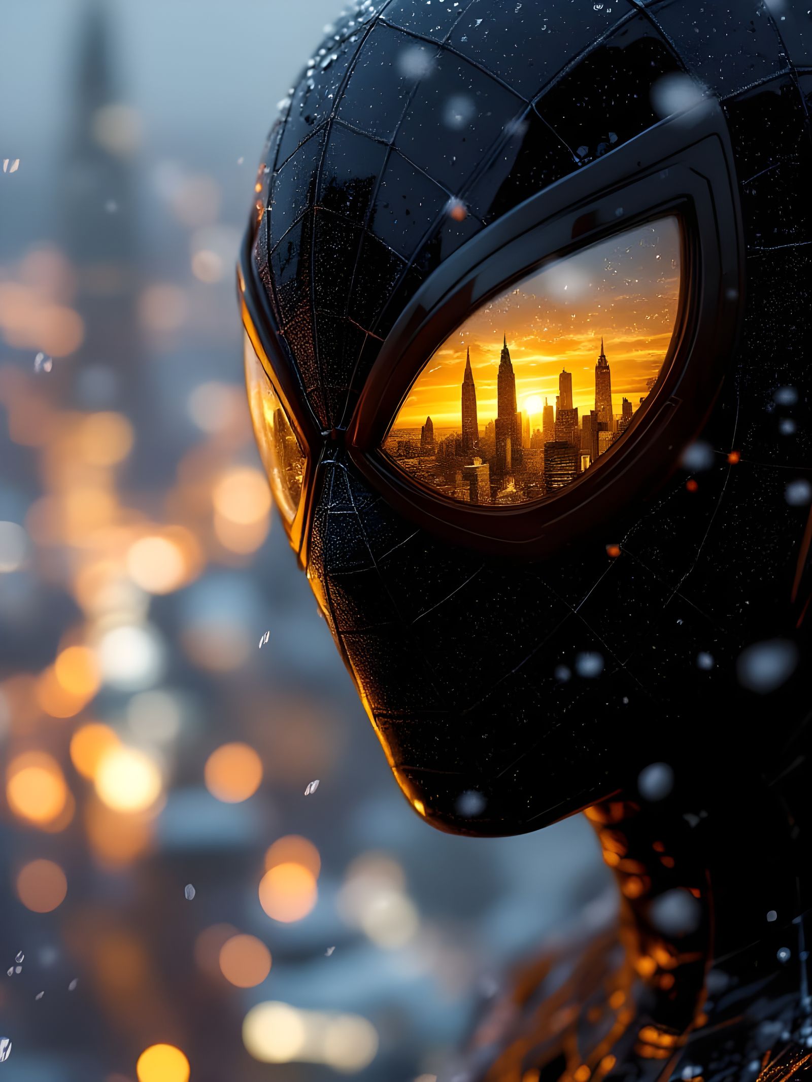 Heroic Spiderman Defies the Stormy Night