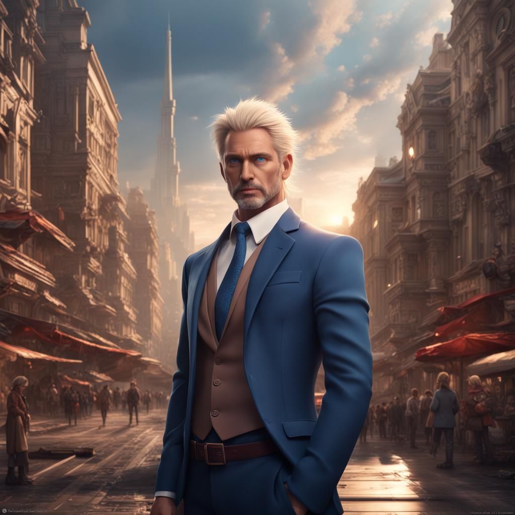 Handsome Businessman in 3D Anime Style