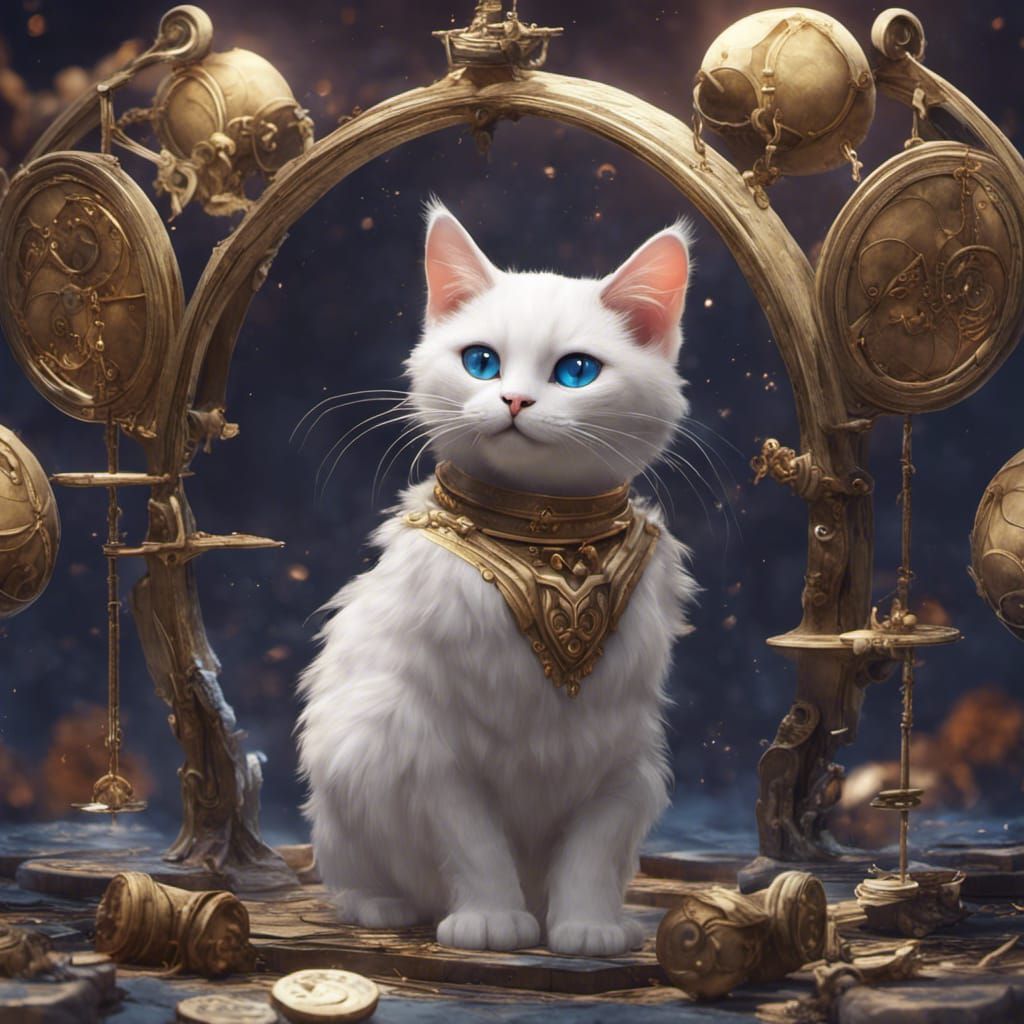 Ragdoll Cat with Libra Symbol in Fantasy Art