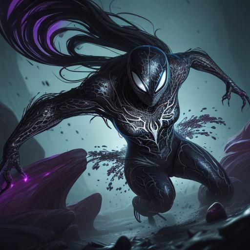 Symbiote Spores Spreading: Hyperrealistic Splash Art