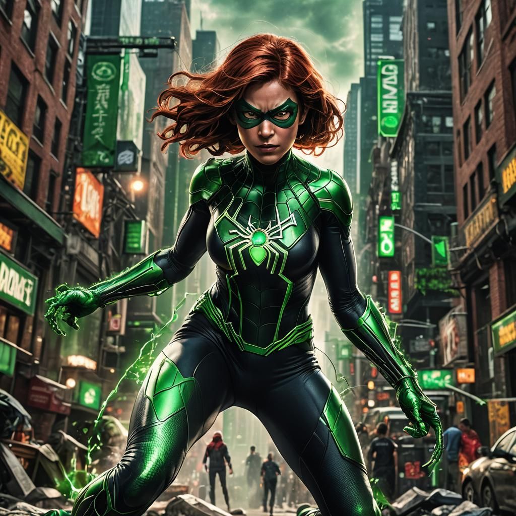 Hyperrealistic Female Superhero in Cinematic Style