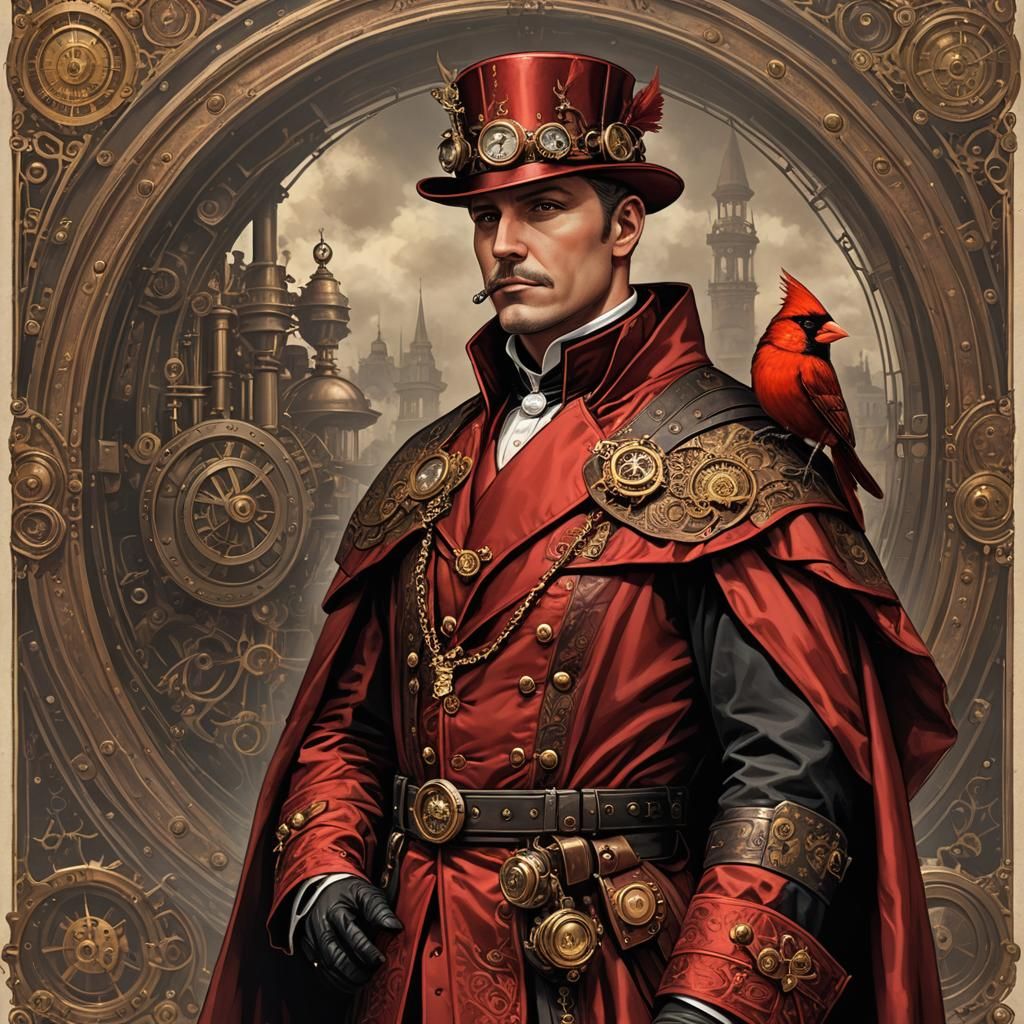 Steampunk Cardinal in Victorian Style