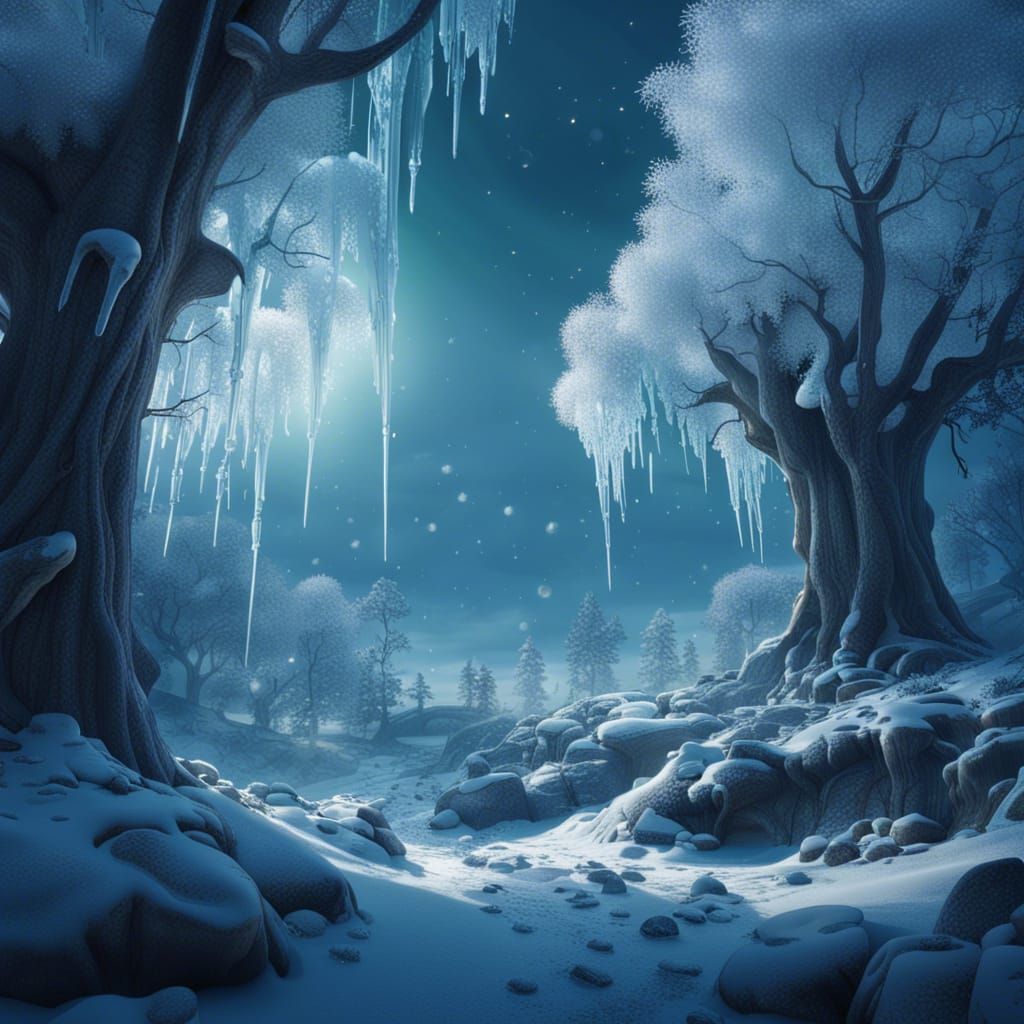 Icy Winter Landscape in Detailed Matte Painting