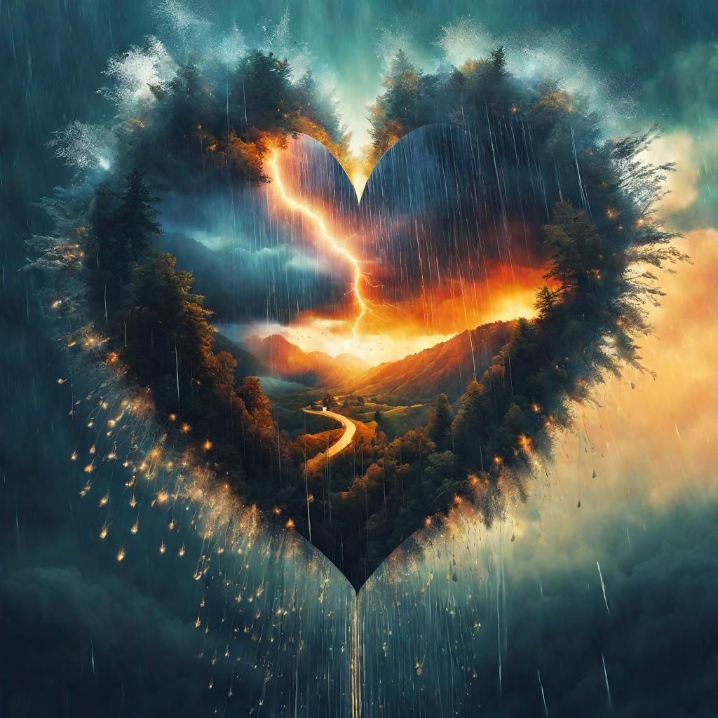 Heartscape: Double Exposure Collage Art