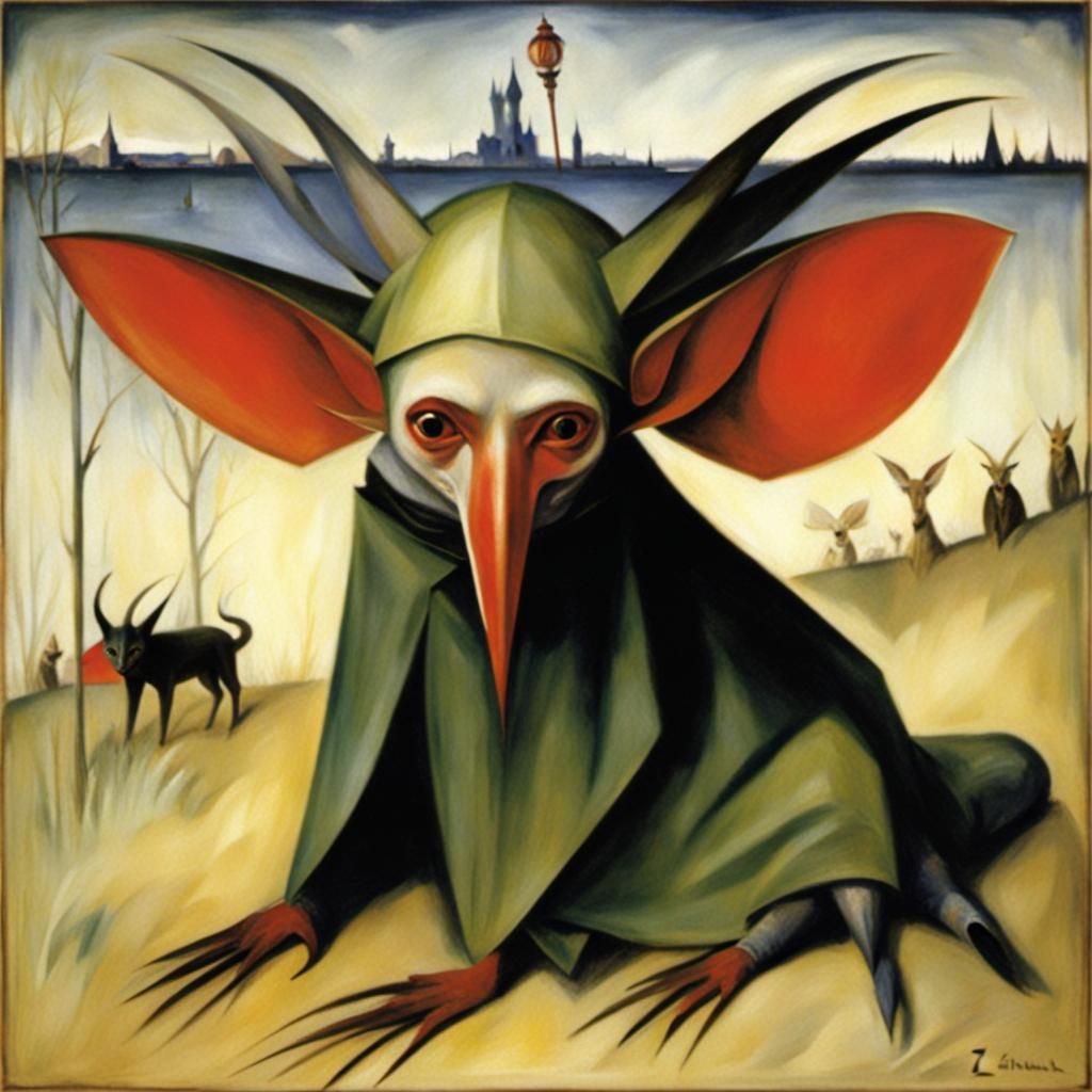 Vampires and Creatures in Surrealist Portrait