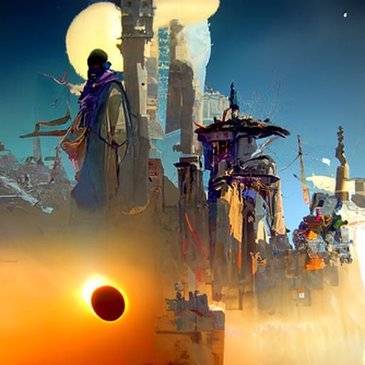 Spectacular Moon City in Dark Fantasy Style